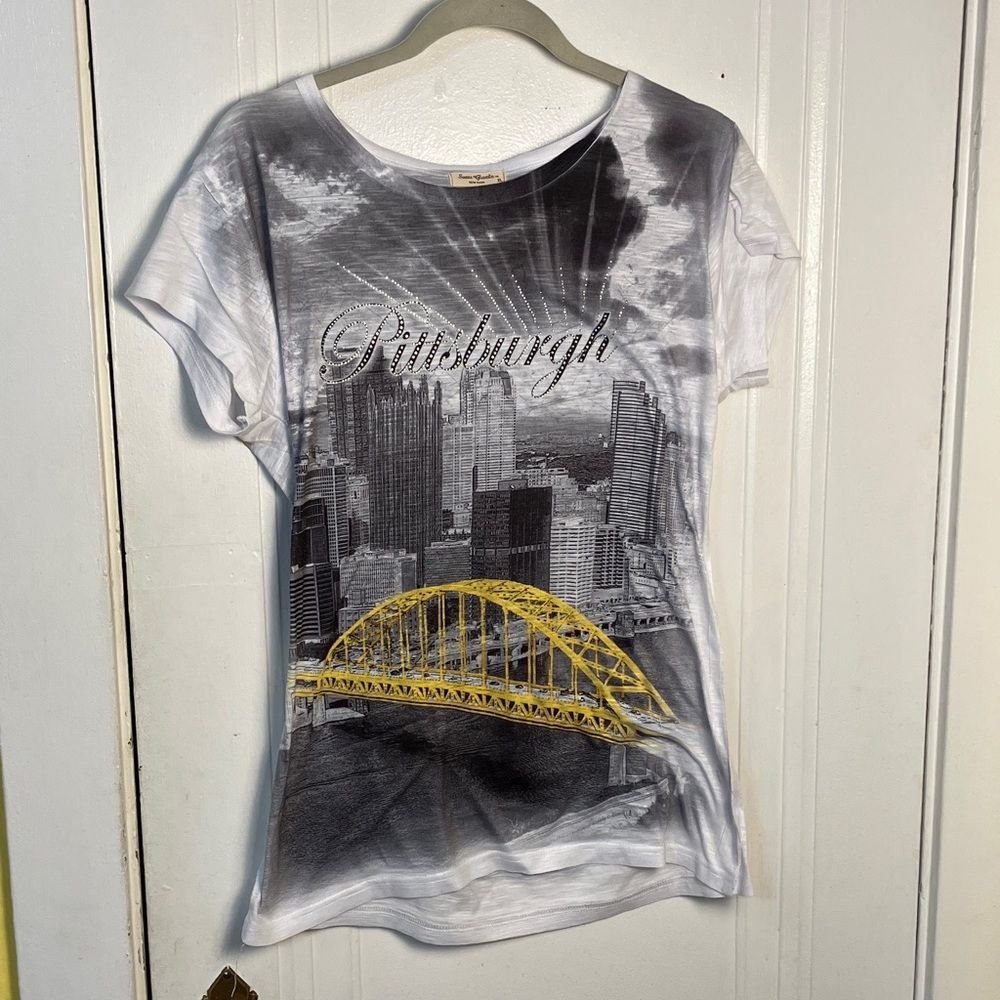 Pittsburgh skyline rhinestone tee
